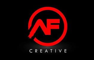 Red AF Brush Letter Logo Design. Creative Brushed Letters Icon Logo. vector