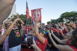 Brasilia, DF, Brazil Jan 1 2023 Lula supporters parading down the Esplanada in Brasilia, in Support of their new President photo