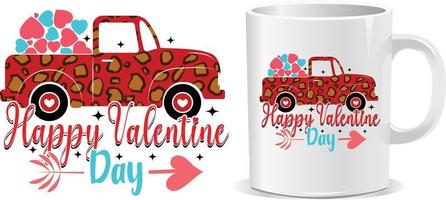 Love truck Happy valentine's day quotes mug design vector