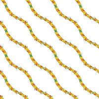 Sea buckthorn seamless pattern. Twigs with berries and leaves. Template with orange fresh berries for wallpaper vector