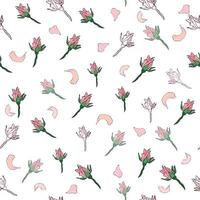 Seamless pattern buds and rose petals. Confetti, cosmetics, wedding beautiful floral background vector