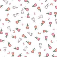 Rose buds seamless pattern. Confetti, cosmetics, wedding beautiful floral background vector