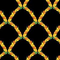 Sea buckthorn seamless pattern. Twigs with berries and leaves. Template with orange fresh berries for wallpaper vector