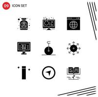 Modern Set of 9 Solid Glyphs and symbols such as circus ecommerce test tube computer website Editable Vector Design Elements