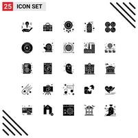 25 User Interface Solid Glyph Pack of modern Signs and Symbols of donut idea clock graphic watch Editable Vector Design Elements