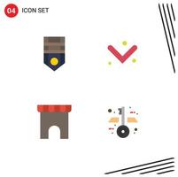 grupo de 4 iconos planos modernos establecidos para elementos de diseño vectorial editables de arquitectura completa de banda de mercado de insignias vector