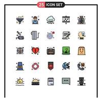 Mobile Interface Filled line Flat Color Set of 25 Pictograms of finance bag data projector graph Editable Vector Design Elements