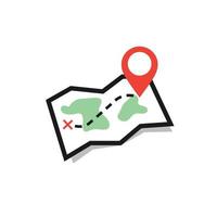 Color Map icon vector illustration with map pointer on white background.