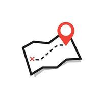 Map icon vector illustration with map pointer on white background.