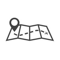 Map icon vector illustration with map pointer on white background.