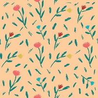 Vector graphics vector wild flowers small pattern for print wrapping paper on a pale beige background