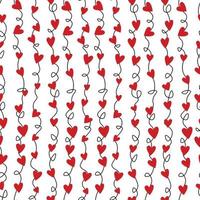 Pattern of red small hearts on a string for a postcard or website for the holiday of love Valentine's Day vector