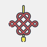 Icon Chinese knot decoration. Chinese New Year celebration elements. Icons in filled line style. Good for prints, posters, logo, party decoration, greeting card, etc. vector