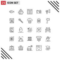 25 Universal Lines Set for Web and Mobile Applications announce picture vehicles image website Editable Vector Design Elements