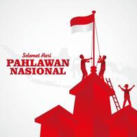 selamat hari pahlawan nacional. traducción, feliz nacional indonesio vector