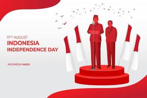 ilustración del concepto de tarjeta de felicitación del día de la independencia de indonesia vector