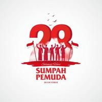 ilustración vectorial selamat hari sumpah pemuda. traducción feliz promesa de la juventud indonesia. adecuado para tarjetas de felicitación, afiches y pancartas. vector