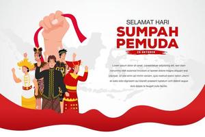 ilustración vectorial selamat hari sumpah pemuda. traducción feliz promesa de la juventud indonesia vector