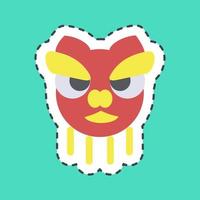 Sticker line cut lion dance. Chinese New Year celebration elements. Good for prints, posters, logo, party decoration, greeting card, etc. vector