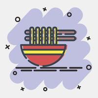 fideos icono. elementos de celebración del año nuevo chino. iconos en estilo cómico. bueno para impresiones, carteles, logotipos, decoración de fiestas, tarjetas de felicitación, etc. vector