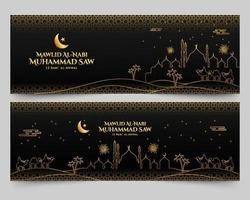 Mawlid al-Nabi Muhammad. translation Prophet Muhammad birthday. Suitable for greeting card, flyer and banner vector