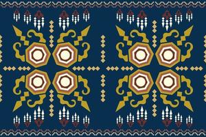 Ethnic fabric pattern geometric style. Sarong Aztec Ethnic oriental pattern traditional Dark navy blue background. Abstract,vector,illustration. Use for texture,clothing,wrapping,decoration,carpet. vector