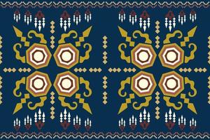 Ethnic fabric pattern geometric style. Sarong Aztec Ethnic oriental pattern traditional Dark navy blue background. Abstract,vector,illustration. Use for texture,clothing,wrapping,decoration,carpet. vector