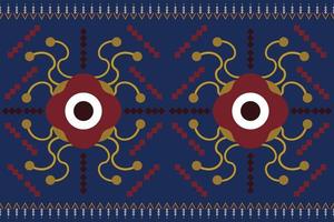 Ethnic fabric pattern geometric style. Sarong Aztec Ethnic oriental pattern traditional Dark navy blue background. Abstract,vector,illustration. Use for texture,clothing,wrapping,decoration,carpet. vector