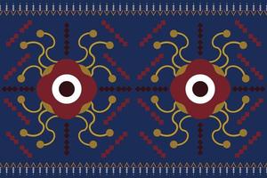 Ethnic fabric pattern geometric style. Sarong Aztec Ethnic oriental pattern traditional Dark navy blue background. Abstract,vector,illustration. Use for texture,clothing,wrapping,decoration,carpet. vector