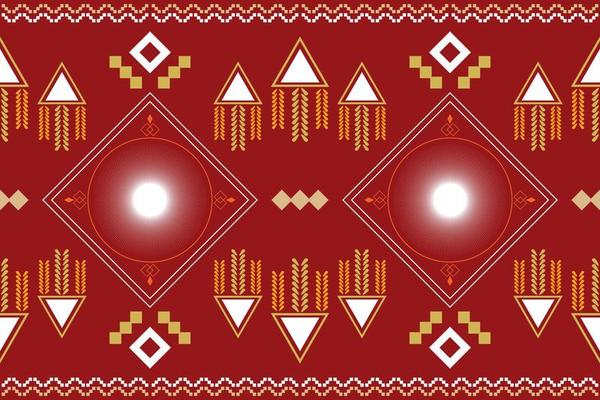 Ethnic fabric pattern geometric style. Sarong Aztec Ethnic oriental pattern traditional Crimson red background. Abstract,vector,illustration. use for texture,clothing,wrapping,decoration,carpet.