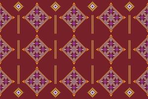 Ethnic fabric pattern geometric style. Sarong Aztec Ethnic oriental pattern traditional Crimson red background. Abstract,vector,illustration. use for texture,clothing,wrapping,decoration,carpet. vector