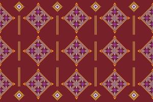 Ethnic fabric pattern geometric style. Sarong Aztec Ethnic oriental pattern traditional Crimson red background. Abstract,vector,illustration. use for texture,clothing,wrapping,decoration,carpet. vector