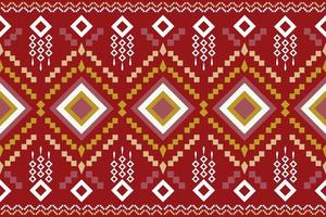 Ethnic fabric pattern geometric style. Sarong Aztec Ethnic oriental pattern traditional Crimson red background. Abstract,vector,illustration. use for texture,clothing,wrapping,decoration,carpet. vector