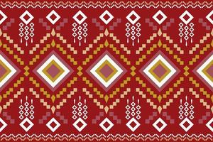 Ethnic fabric pattern geometric style. Sarong Aztec Ethnic oriental pattern traditional Crimson red background. Abstract,vector,illustration. use for texture,clothing,wrapping,decoration,carpet. vector