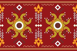 Ethnic fabric pattern geometric style. Sarong Aztec Ethnic oriental pattern traditional Crimson red background. Abstract,vector,illustration. use for texture,clothing,wrapping,decoration,carpet. vector