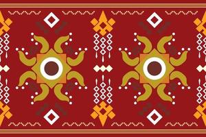 Ethnic fabric pattern geometric style. Sarong Aztec Ethnic oriental pattern traditional Crimson red background. Abstract,vector,illustration. use for texture,clothing,wrapping,decoration,carpet. vector