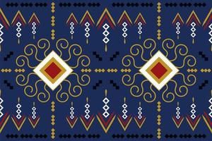 Ethnic fabric pattern geometric style. Sarong Aztec Ethnic oriental pattern traditional Dark navy blue background. Abstract,vector,illustration. Use for texture,clothing,wrapping,decoration,carpet. vector