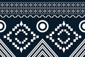 Ethnic fabric pattern geometric style. Sarong Aztec Ethnic oriental pattern traditional Dark navy blue background. Abstract,vector,illustration. Use for texture,clothing,wrapping,decoration,carpet. vector