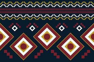 Ethnic fabric pattern geometric style. Sarong Aztec Ethnic oriental pattern traditional Dark navy blue background. Abstract,vector,illustration. Use for texture,clothing,wrapping,decoration,carpet. vector