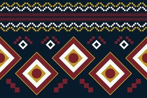 Ethnic fabric pattern geometric style. Sarong Aztec Ethnic oriental pattern traditional Dark navy blue background. Abstract,vector,illustration. Use for texture,clothing,wrapping,decoration,carpet. vector