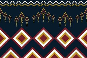 Ethnic fabric pattern geometric style. Sarong Aztec Ethnic oriental pattern traditional Dark navy blue background. Abstract,vector,illustration. Use for texture,clothing,wrapping,decoration,carpet. vector