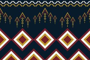 Ethnic fabric pattern geometric style. Sarong Aztec Ethnic oriental pattern traditional Dark navy blue background. Abstract,vector,illustration. Use for texture,clothing,wrapping,decoration,carpet. vector