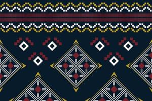 Ethnic fabric pattern geometric style. Sarong Aztec Ethnic oriental pattern traditional Dark navy blue background. Abstract,vector,illustration. Use for texture,clothing,wrapping,decoration,carpet. vector