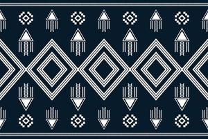 Ethnic fabric pattern geometric style. Sarong Aztec Ethnic oriental pattern traditional Dark navy blue background. Abstract,vector,illustration. Use for texture,clothing,wrapping,decoration,carpet. vector