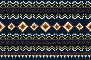 Ethnic fabric pattern geometric style. Sarong Aztec Ethnic oriental pattern traditional Dark navy blue background. Abstract,vector,illustration. Use for texture,clothing,wrapping,decoration,carpet. vector