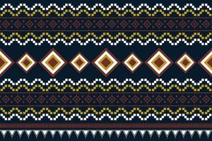 Ethnic fabric pattern geometric style. Sarong Aztec Ethnic oriental pattern traditional Dark navy blue background. Abstract,vector,illustration. Use for texture,clothing,wrapping,decoration,carpet. vector