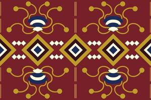 Ethnic fabric pattern geometric style. Sarong Aztec Ethnic oriental pattern traditional Crimson red background. Abstract,vector,illustration. use for texture,clothing,wrapping,decoration,carpet. vector