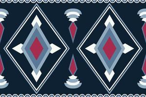 Ethnic fabric pattern geometric style. Sarong Aztec Ethnic oriental pattern traditional Dark navy blue background. Abstract,vector,illustration. Use for texture,clothing,wrapping,decoration,carpet. vector