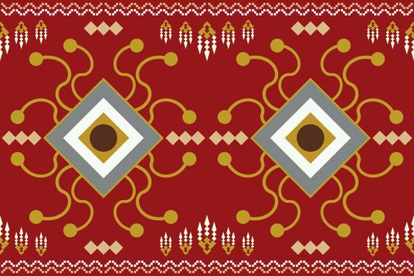 Ethnic fabric pattern geometric style. Sarong Aztec Ethnic oriental pattern traditional Crimson red background. Abstract,vector,illustration. use for texture,clothing,wrapping,decoration,carpet.