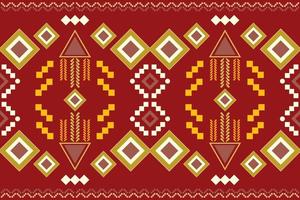 Ethnic fabric pattern geometric style. Sarong Aztec Ethnic oriental pattern traditional Crimson red background. Abstract,vector,illustration. use for texture,clothing,wrapping,decoration,carpet. vector